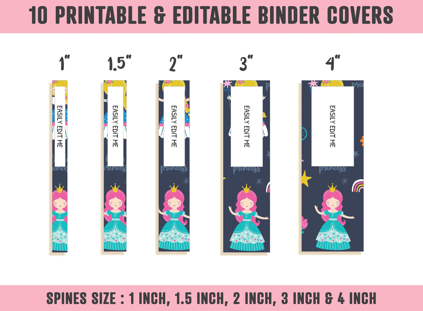 Binder Cover for Girls, 10 Editable Covers+Spines, Teacher/School Binder Template, Planner Cover, Binder Inserts, Printable Binder Cover