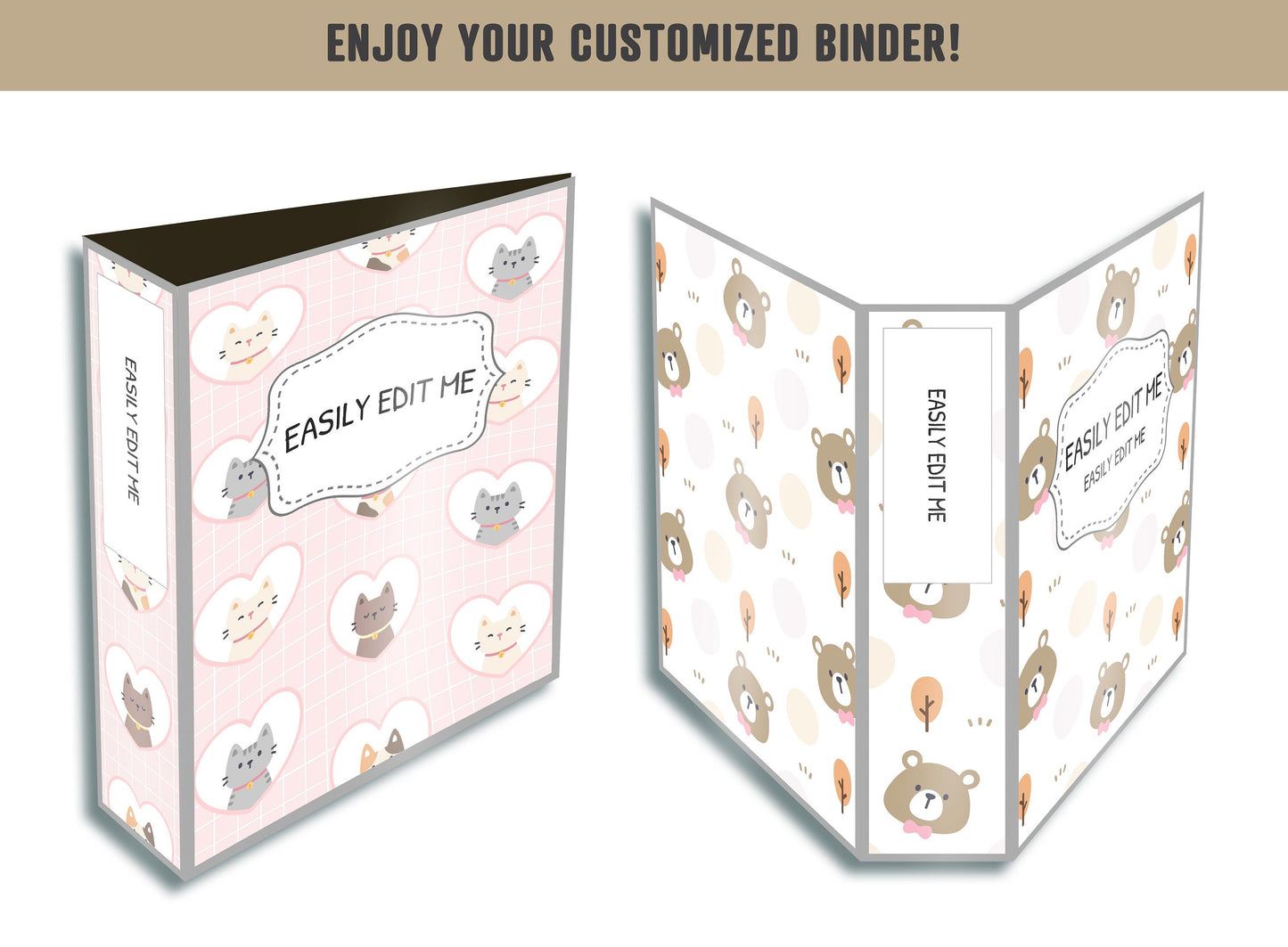 Binder Cover Animal, 10 Printable & Editable Binder Covers and Spines, Binder Insert, Planner Cover, Teacher Binder, School Binder Cover PDF