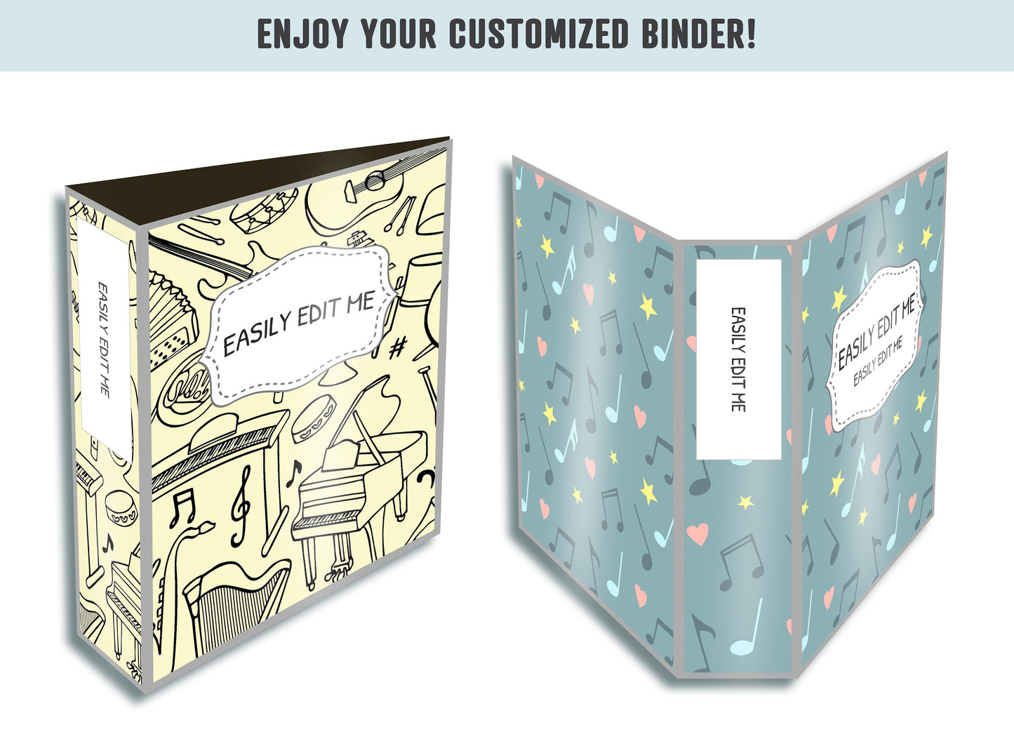 Binder Cover Music, 10 Printable/Editable Covers+Spines, Teacher/School Binder, Planner Cover, Note Planner Insert, Binder Cover Printable