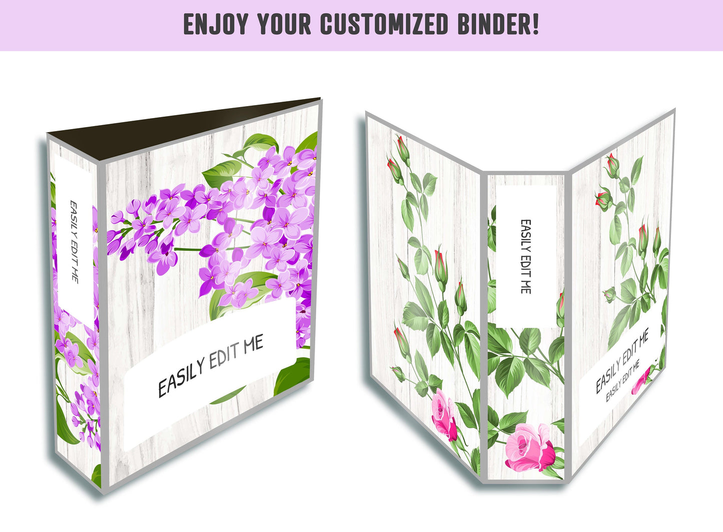 Editable Binder Covers, 8 Printable & Editable Binder Covers+Spines, Binder Inserts, Planner Cover, Floral Binder Cover, Folder Covers