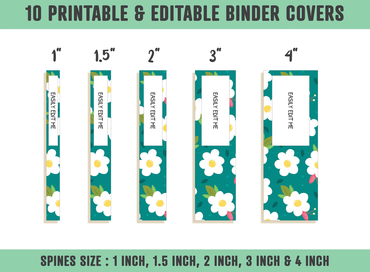 Floral Binder Cover, 10 Printable & Editable Covers+Spines, Binder Cover, Teacher/School Binder, Planner Cover Template Flower Binder Insert