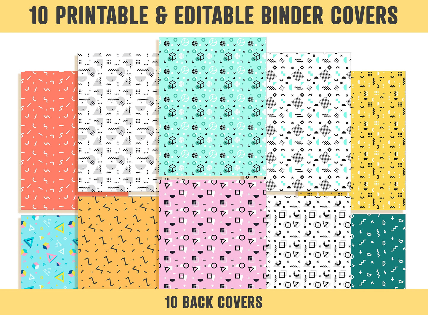 Binder Cover Printable, 10 Editable Covers+Spines, Teacher Binder Cover, School Binder, Planner Cover, Binder Cover Inserts, Binder Labels