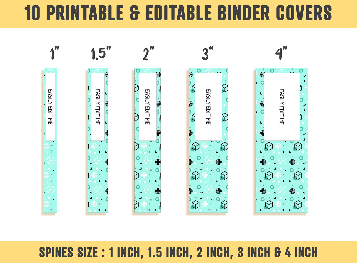 Binder Cover Printable, 10 Editable Covers+Spines, Teacher Binder Cover, School Binder, Planner Cover, Binder Cover Inserts, Binder Labels