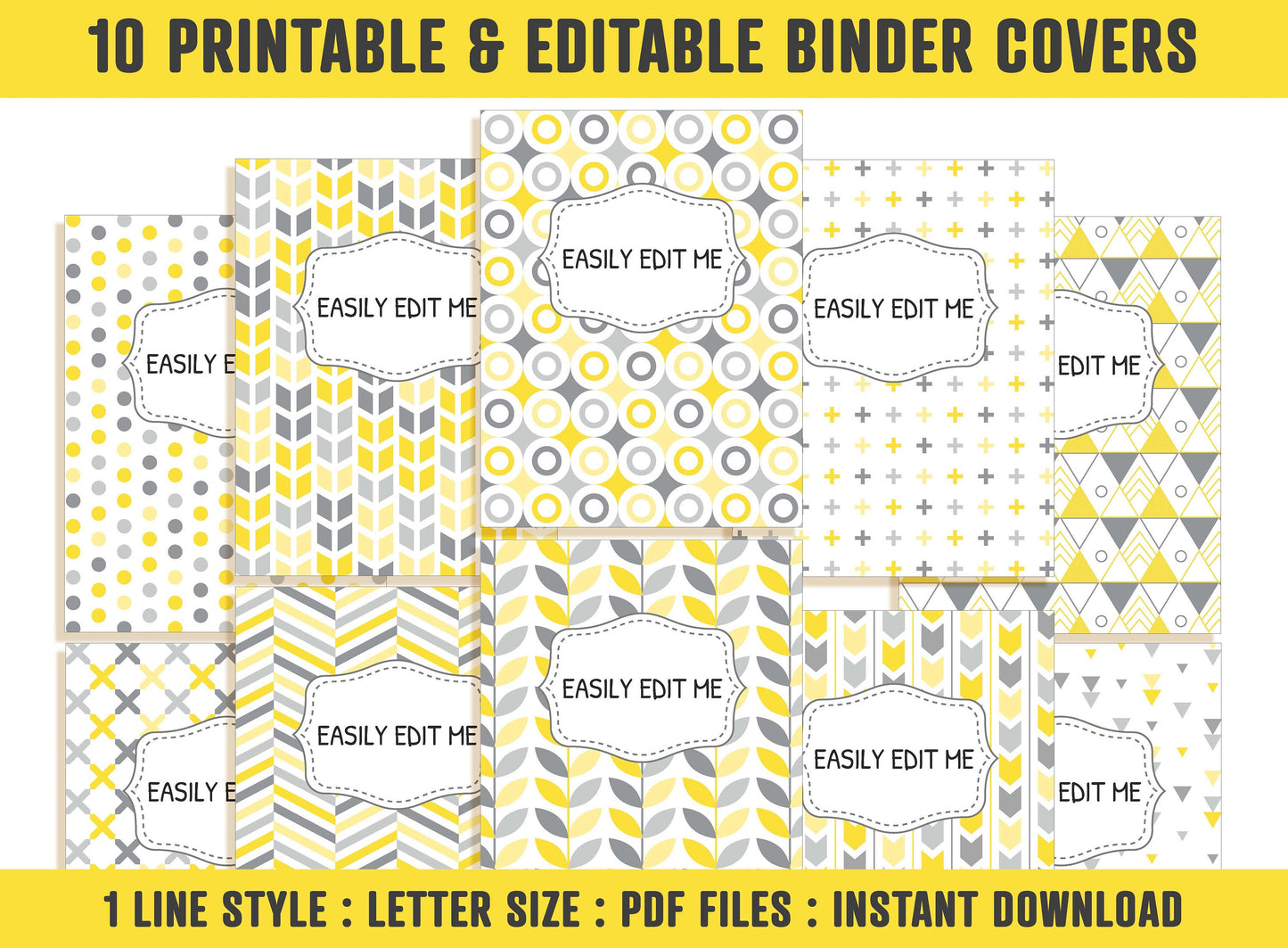 Binder Cover Printable Editable, 10 Covers+Spines, Binder Inserts, Planner Cover, Teacher Binder, School Binder Cover, Binder Cover Template