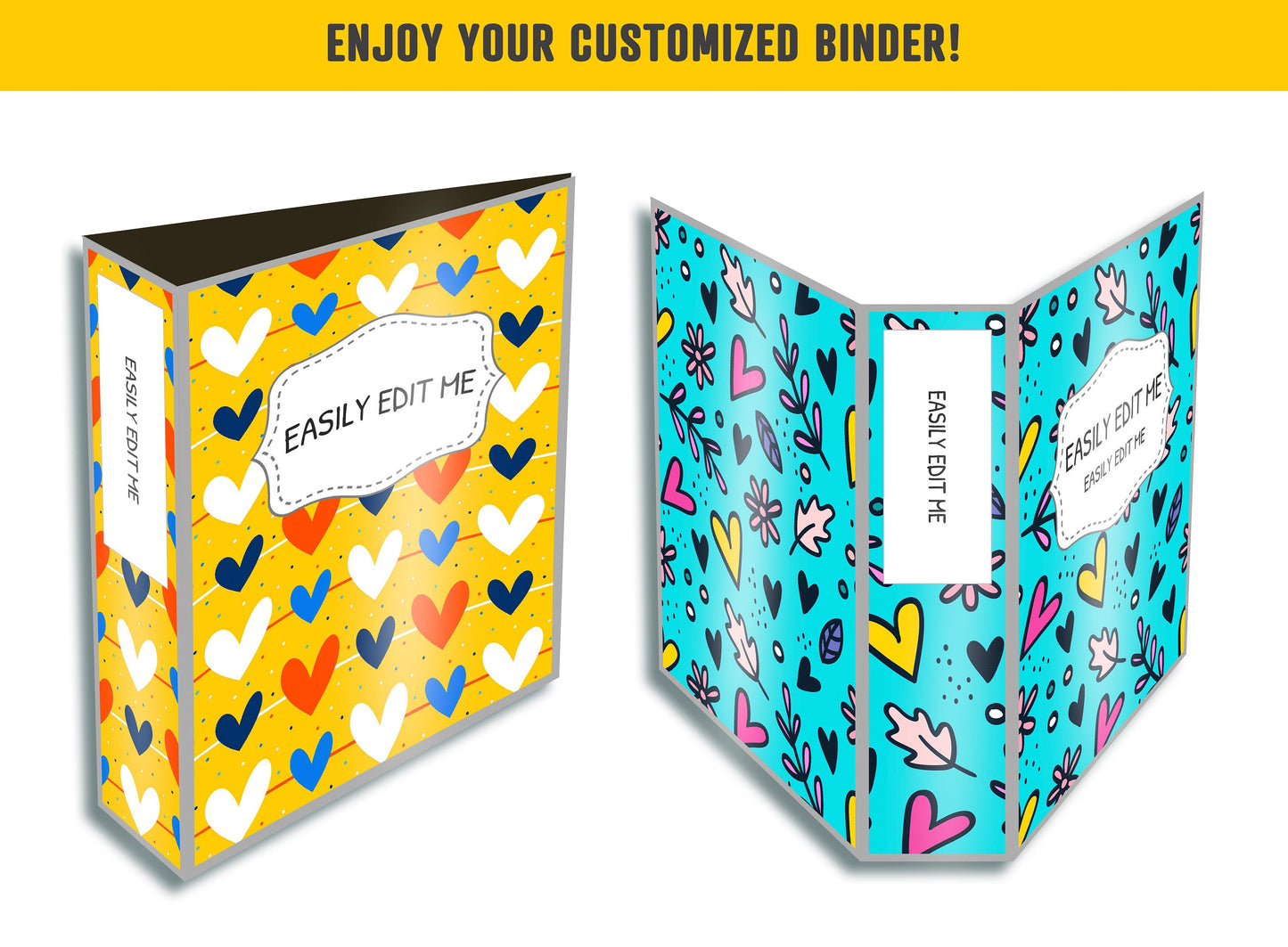 Printable Binder Cover, 10 Editable Covers+Spines, Binder Inserts, Planner Cover, Teacher/School Binder Template, Printable Binder Cover PDF