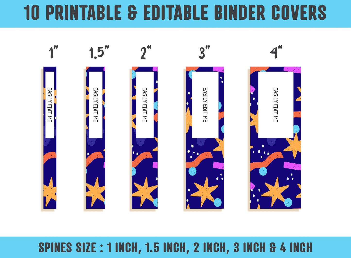 Abstract Binder Cover, 10 Printable & Editable Covers+Spines, Binder Insert, Planner Cover, Teacher Binder, School Binder Cover Template PDF