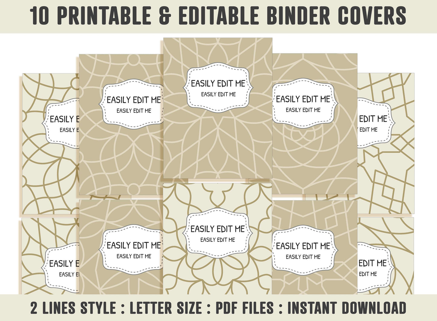 Binder Cover Printable Editable, 10 Binder Covers+Spines, Binder Inserts, Planner Cover, Teacher/School Binder Cover, Printable Binder Cover