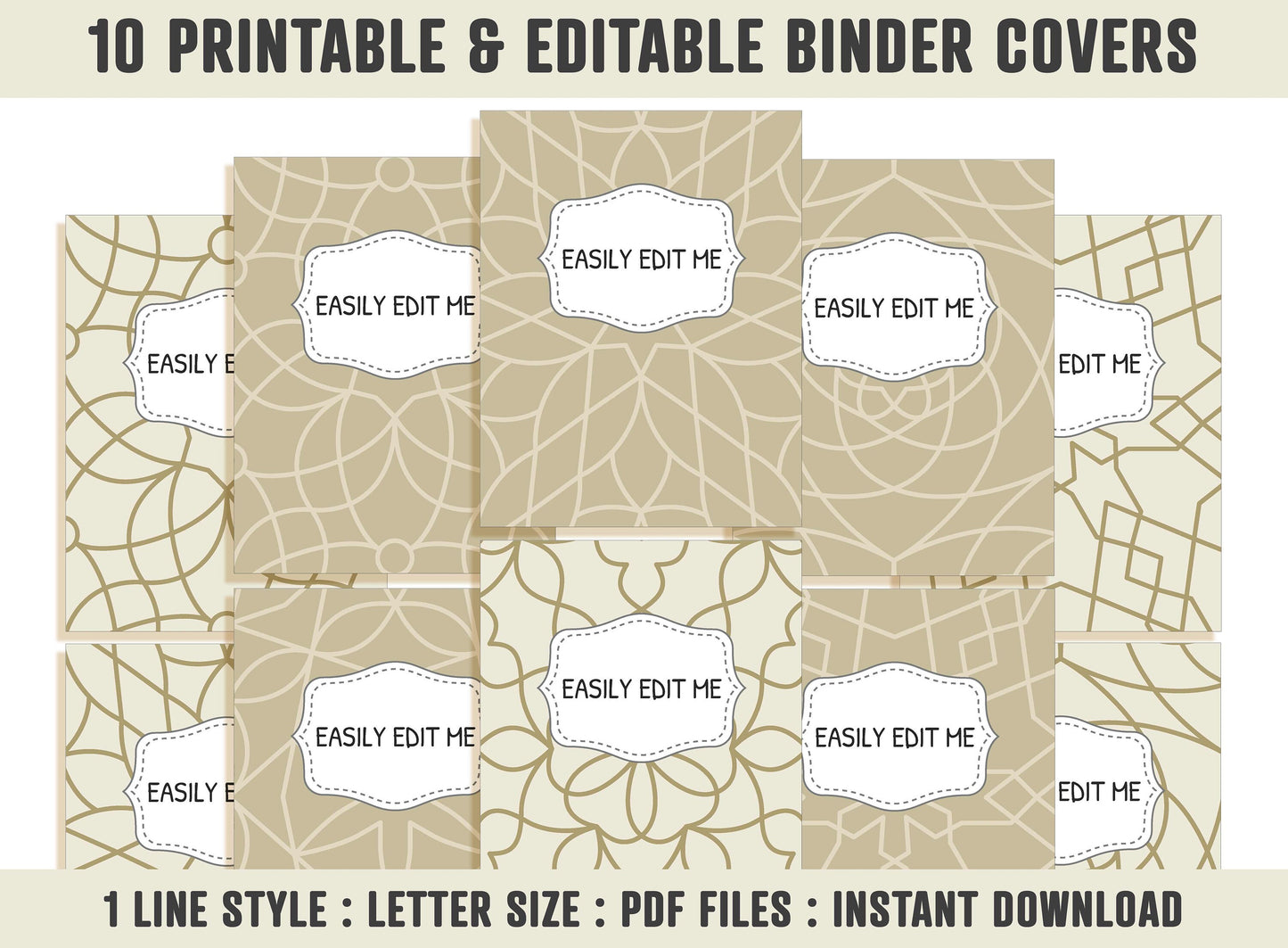 Binder Cover Printable Editable, 10 Binder Covers+Spines, Binder Inserts, Planner Cover, Teacher/School Binder Cover, Printable Binder Cover