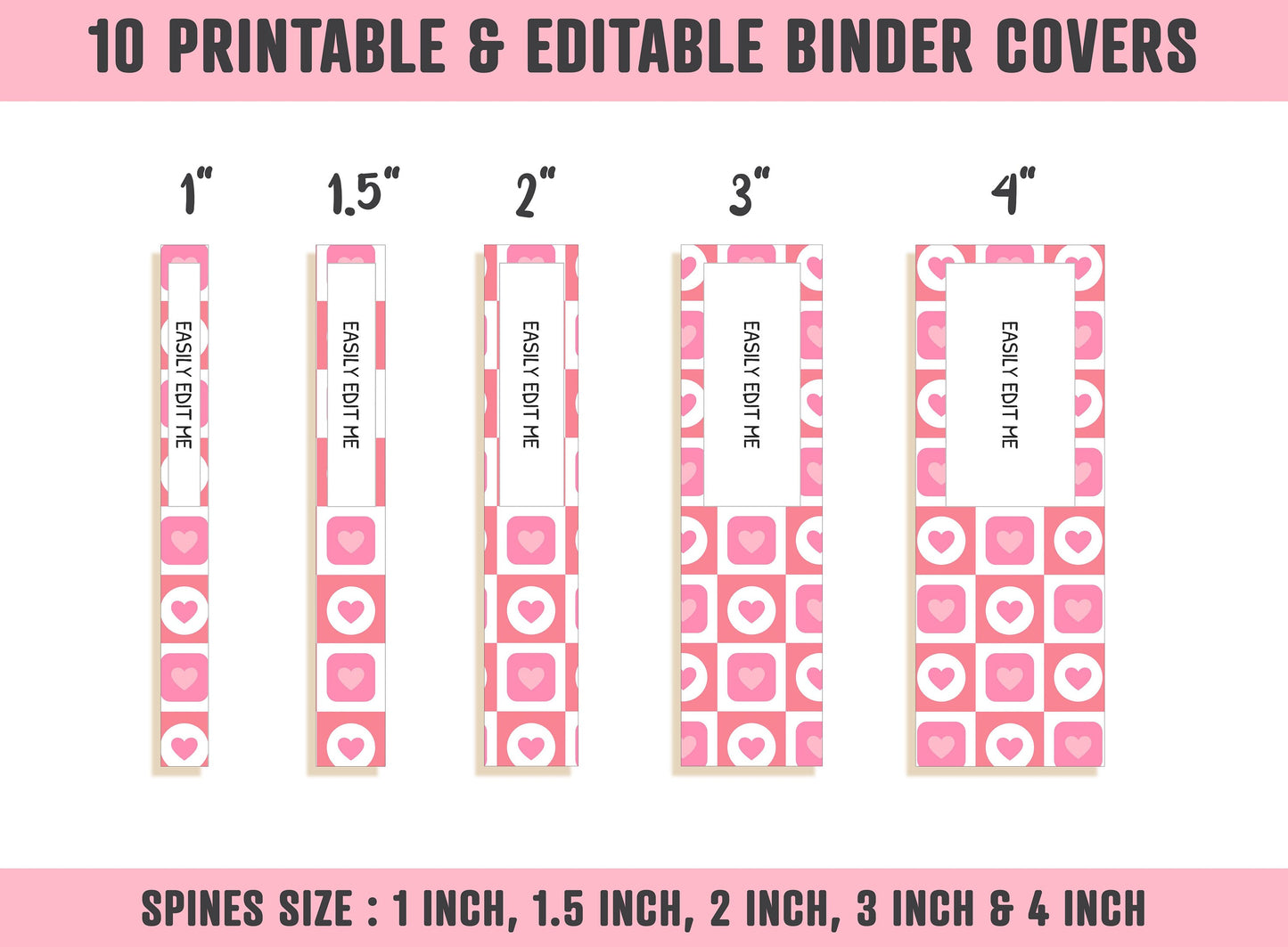 Valentine Binder Covers, 10 Printable & Editable Binder Covers+Spines, Binder Insert, Planner Cover, Teacher/School Binder, Pink/Love/Heart