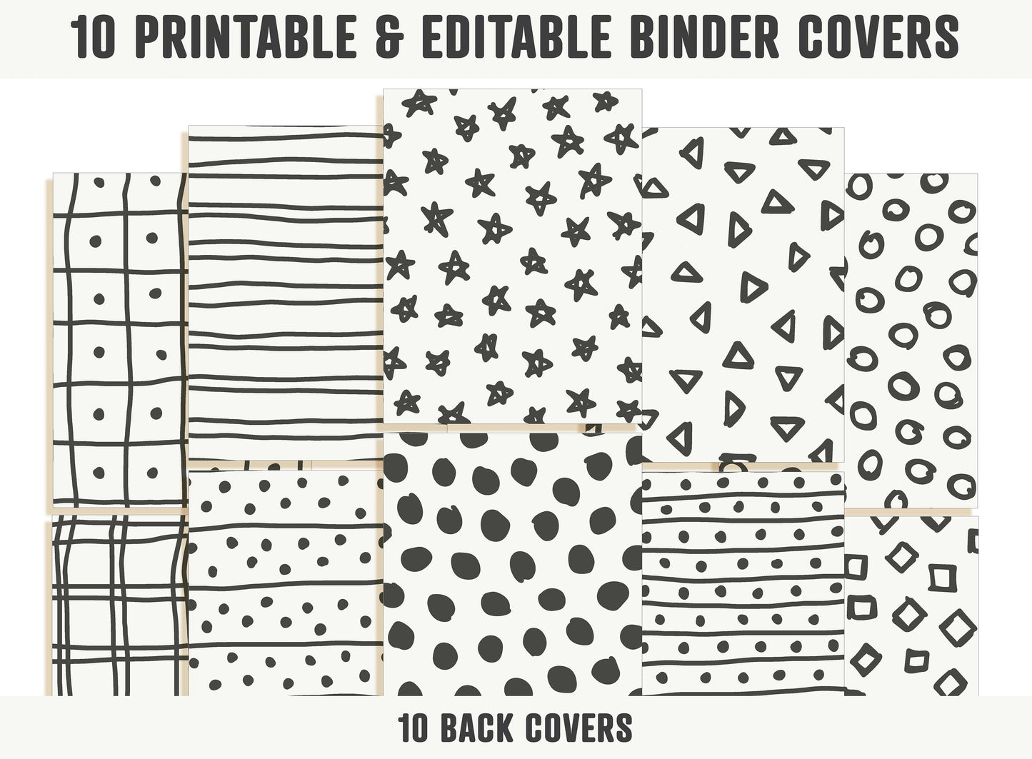 Binder Cover Printable Editable, 10 Covers+Spines, Binder Insert, Planner Cover, Teacher Binder, School Binder Cover, Printable Binder Cover