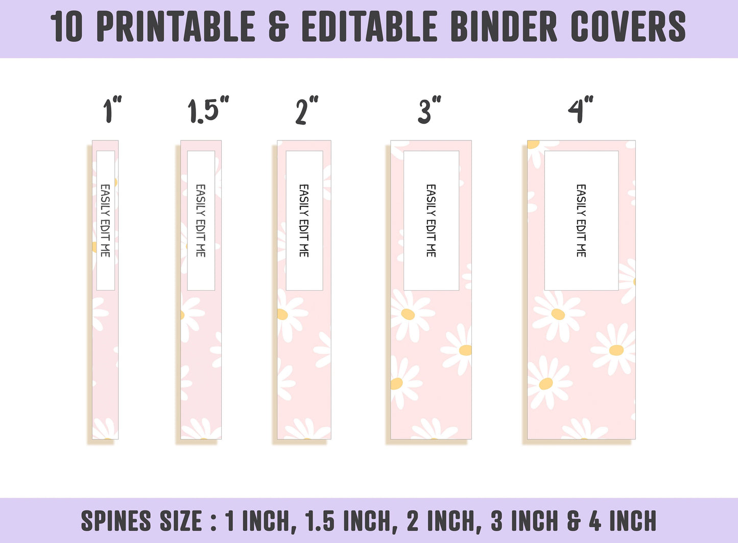 Flower Binder Cover, 10 Covers+Spines, Binder Cover Printable, Editable, Teacher/School Binder Cover, Planner Cover, Binder Inserts, Floral