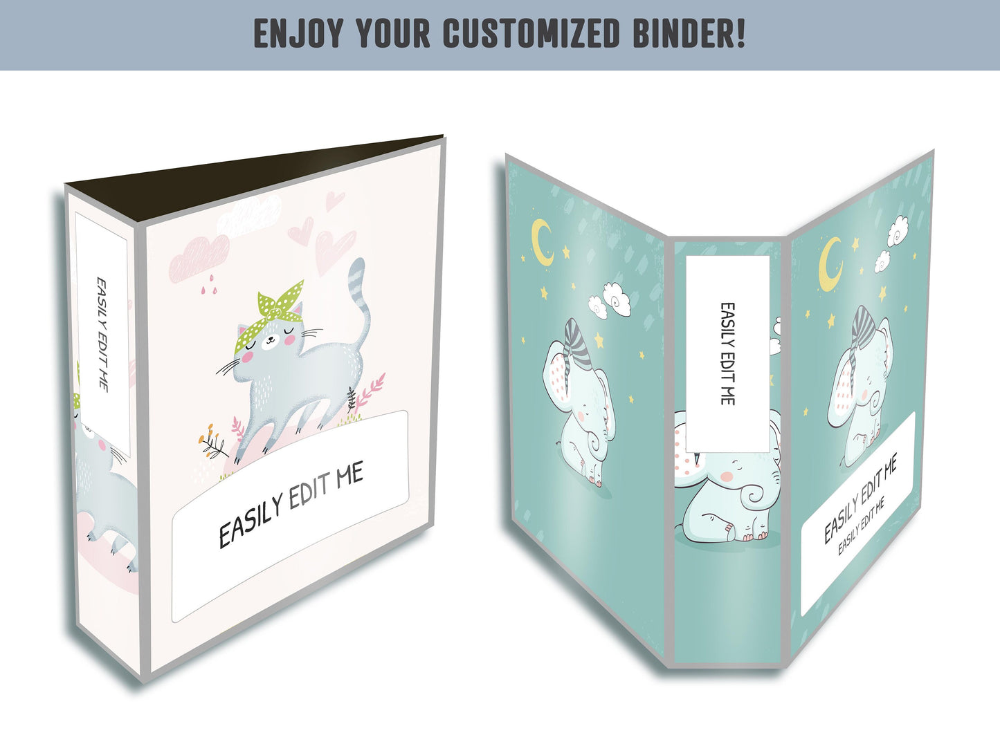 Animal Binder Cover, 10 Printable/Editable Covers+Spines, Binder Insert, Planner Cover, Teacher Binder, School Binder Cover Template, PDF