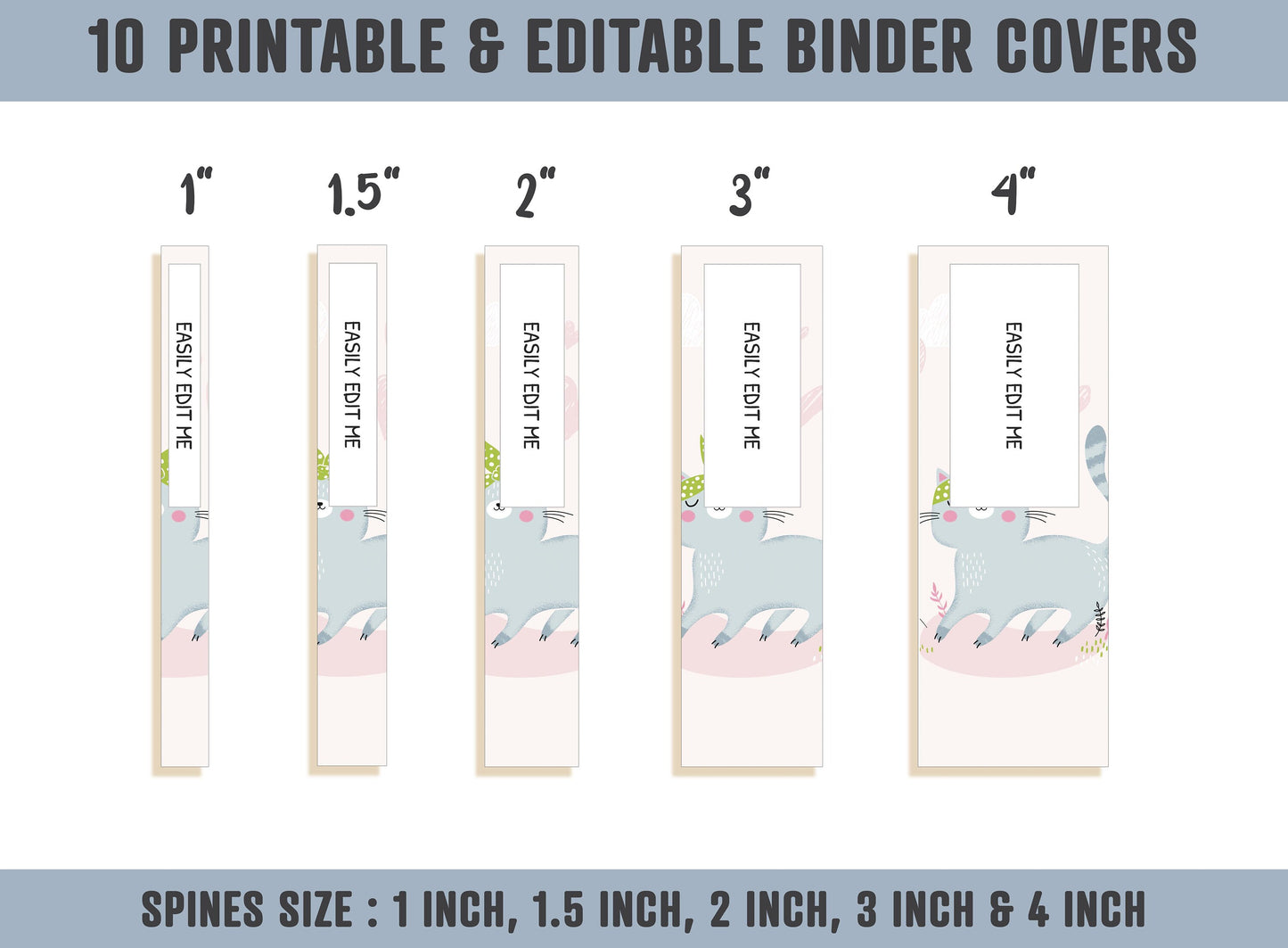Animal Binder Cover, 10 Printable/Editable Covers+Spines, Binder Insert, Planner Cover, Teacher Binder, School Binder Cover Template, PDF