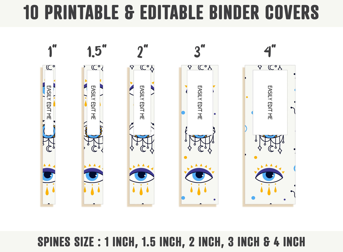 Eye Binder Cover Printable Editable, 10 Covers+Spines, Binder Insert, Planner Cover, Teacher/School Binder Cover, Binder Template, PDF, Evil