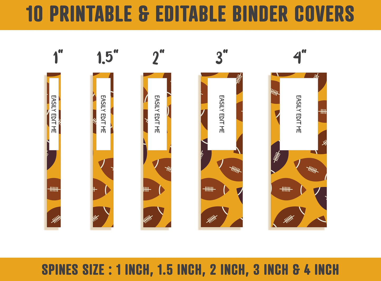 Sports Binder Cover, 10 Printable & Editable Covers+Spines, Binder Insert, Planner Cover Template for Teacher/School, Football Tennis Soccer
