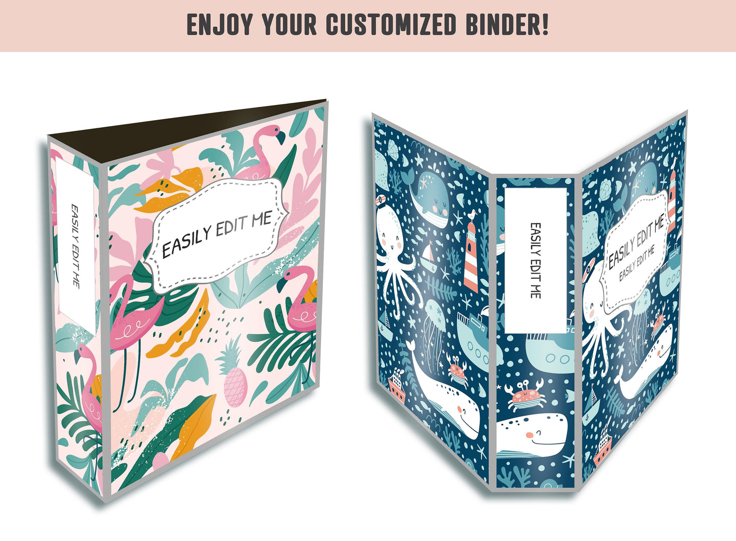 Binder Cover, 10 Printable & Editable Covers+Spines, Binder Insert, Planner Cover, Teacher/School Binder Cover Template, PDF, Folder Cover