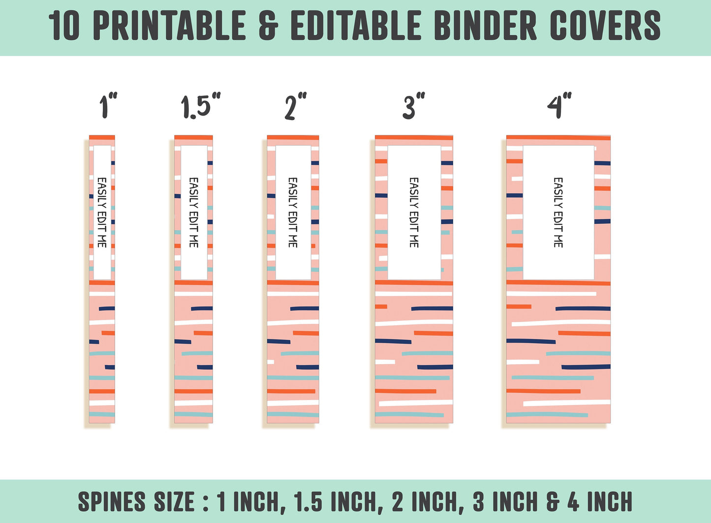 10 Printable & Editable Binder Covers, Binder Insert, Planner Cover, Teacher Binder, School Binder Cover Printable Binder Cover PDF Template