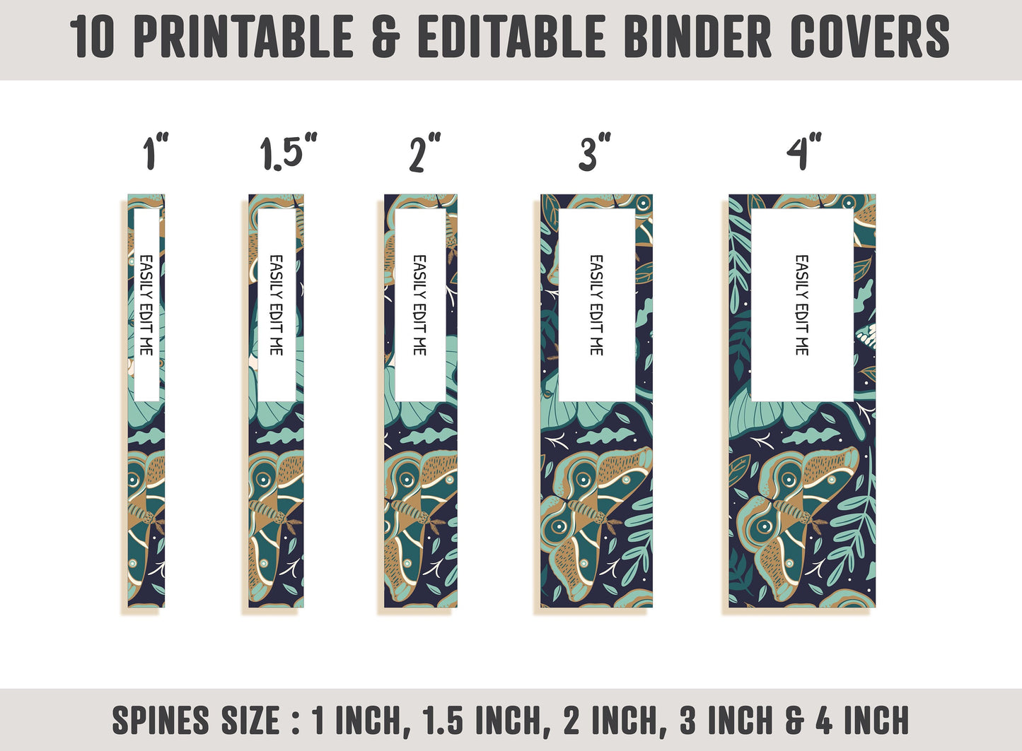 Butterfly Binder Cover, 10 Printable Editable Covers+Spines, Binder Insert, Planner Cover, Teacher/School Binder Cover, Floral/Flower/Leaf