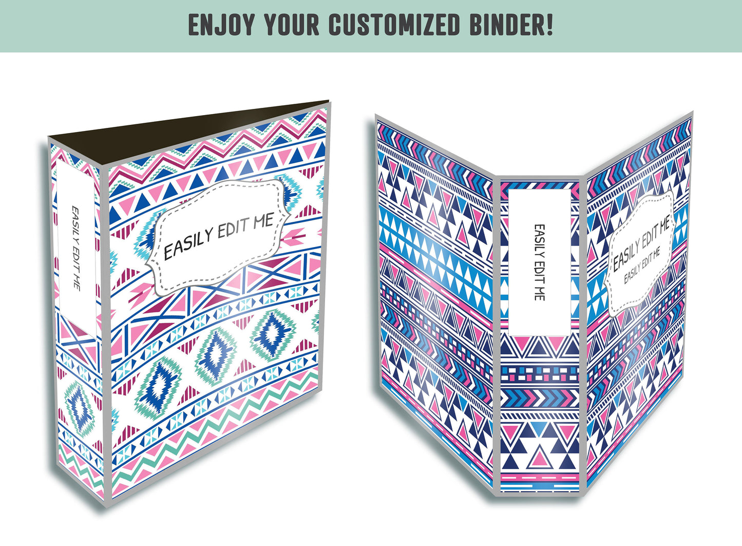 Navajo/Tribal Binder Cover, 10 Printable/Editable Covers + Spines, Binder Inserts, Planner Cover, Teacher/School Binder Cover Template, PDF