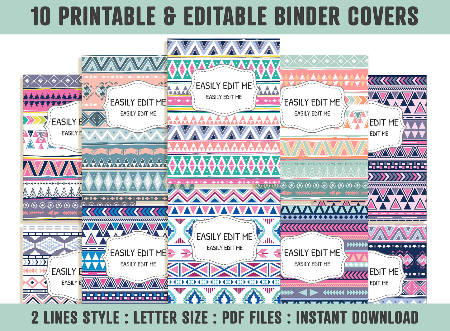 Navajo/Tribal Binder Cover, 10 Printable/Editable Covers + Spines, Binder Inserts, Planner Cover, Teacher/School Binder Cover Template, PDF
