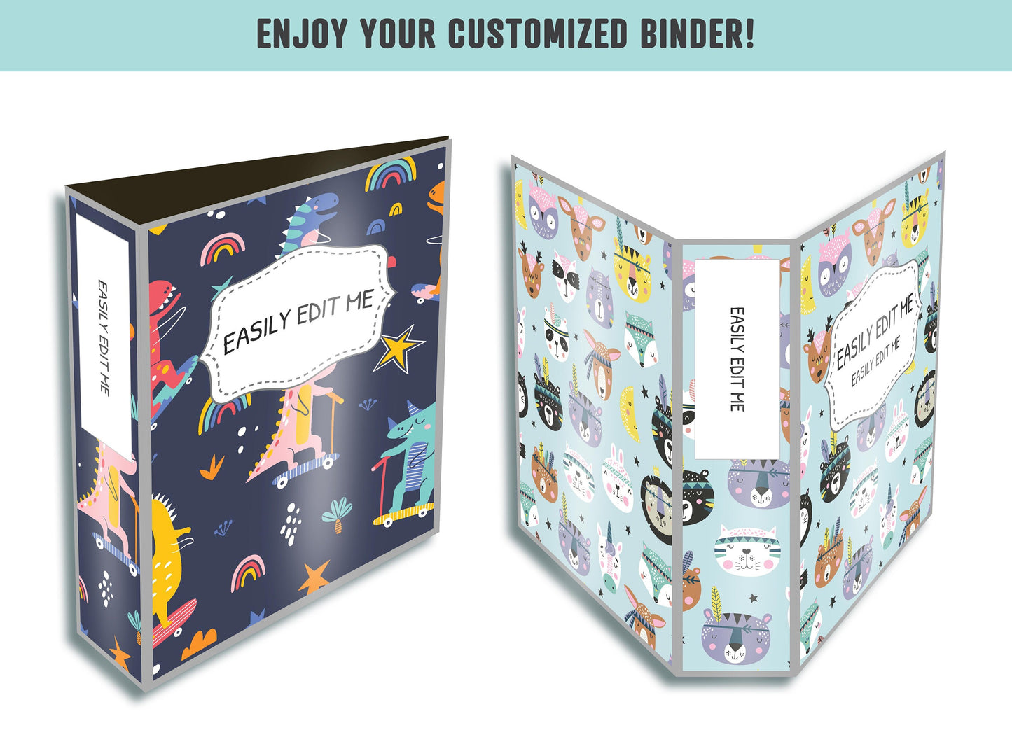 Binder Cover Personalized, 10 Printable/Editable Covers + Spines, Binder Insert, Planner Cover, Teacher/School Binder Cover Template, PDF