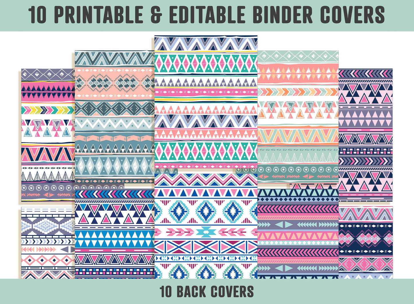 Navajo/Tribal Binder Cover, 10 Printable/Editable Covers + Spines, Binder Inserts, Planner Cover, Teacher/School Binder Cover Template, PDF