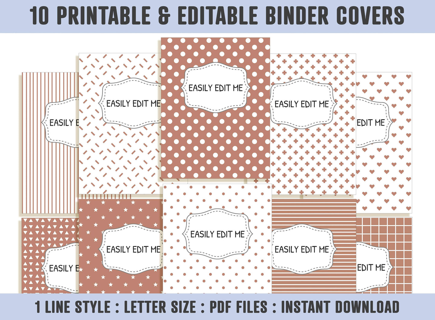 Planner Cover Pages - Earth Tone, 10 Editable Binder Covers and Spines, Binder Cover Printable, Teacher/School Binder Page, Binder Inserts