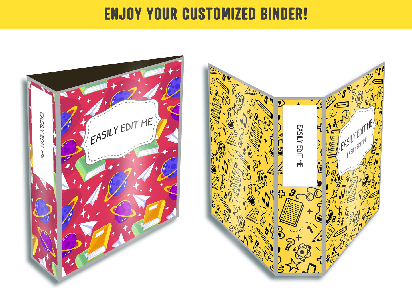 Back To School Binder Cover, 10 Printable & Editable Binder Covers + Spines, Binder Inserts, Teacher/School Planner Cover, Student Binder