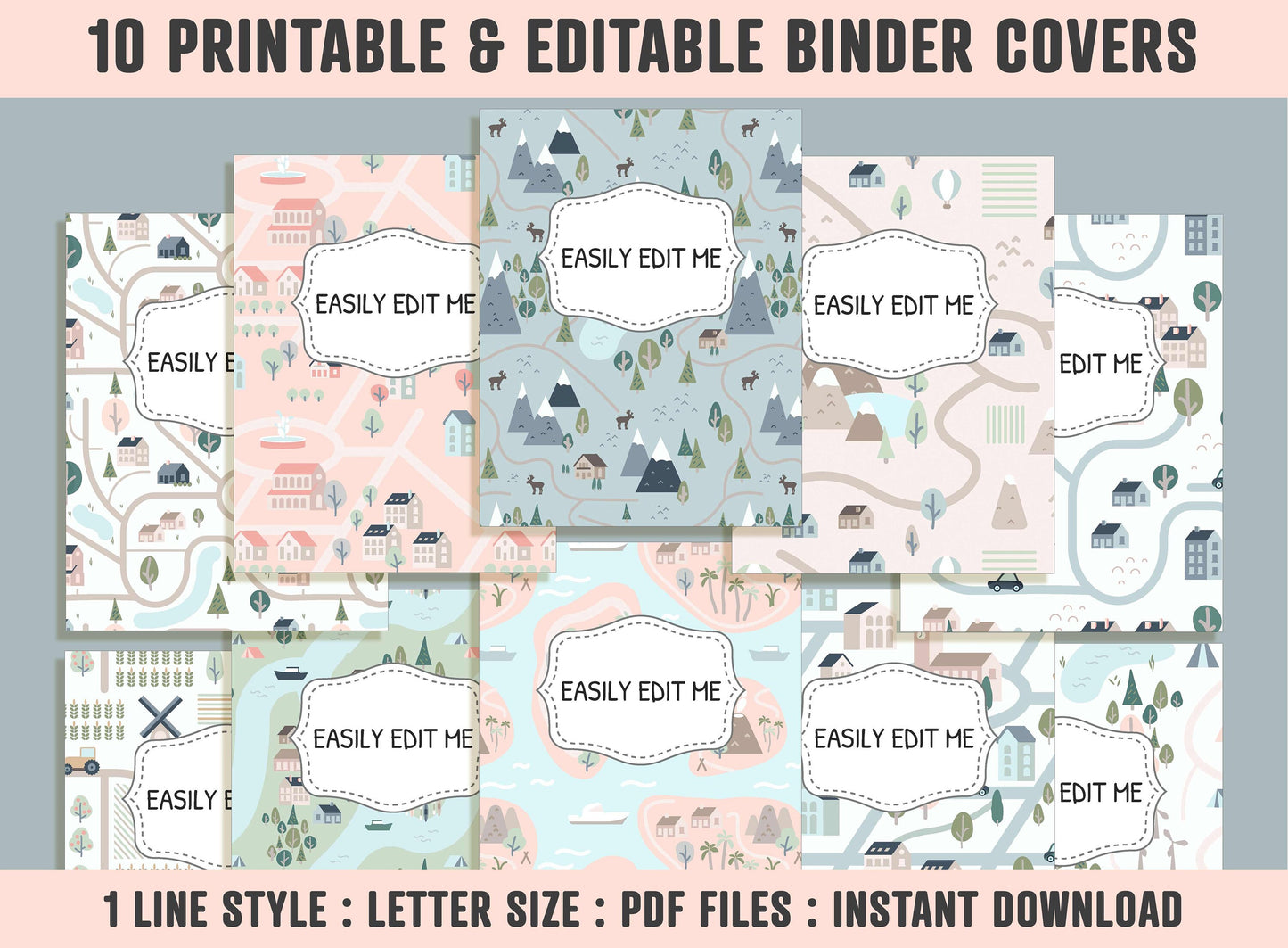 Adventure Binder Cover, 10 Printable & Editable Binder Covers + Spines, Binder Inserts, Teacher/School Planner Cover Template