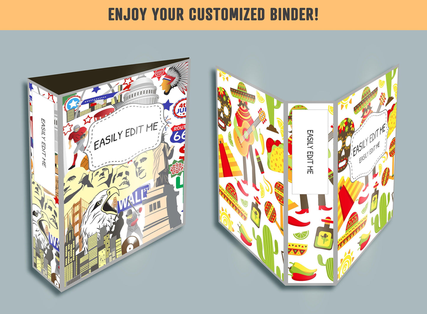 Cultural Travel Binder Cover, 10 Printable & Editable Binder Covers + Spines, Binder Inserts, Teacher/School Planner Cover Template