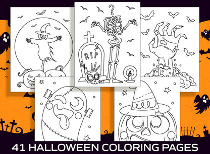 New Fun Halloween Activity, Over 41 Printable Coloring Pages for Kids, Boys, Girls, Teens, Adults, Perfect for Party Activity, Coloring Book