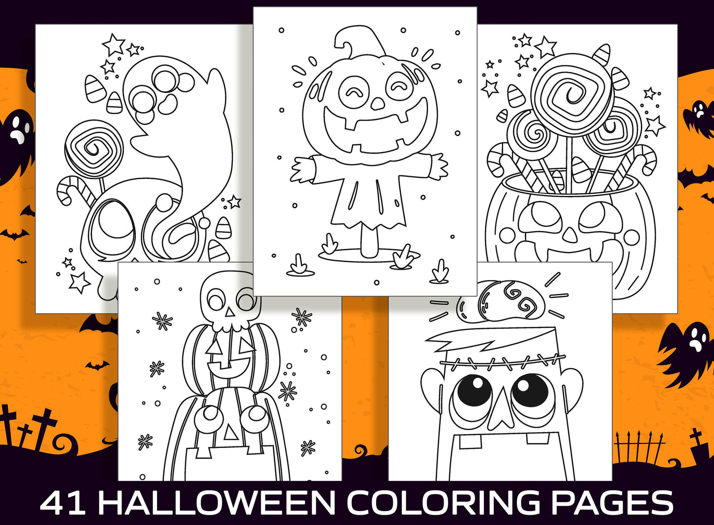 New Fun Halloween Activity, Over 41 Printable Coloring Pages for Kids, Boys, Girls, Teens, Adults, Perfect for Party Activity, Coloring Book