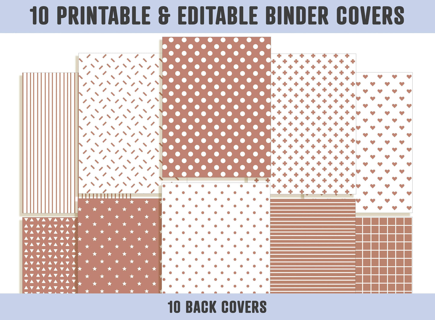 Planner Cover Pages - Earth Tone, 10 Editable Binder Covers and Spines, Binder Cover Printable, Teacher/School Binder Page, Binder Inserts