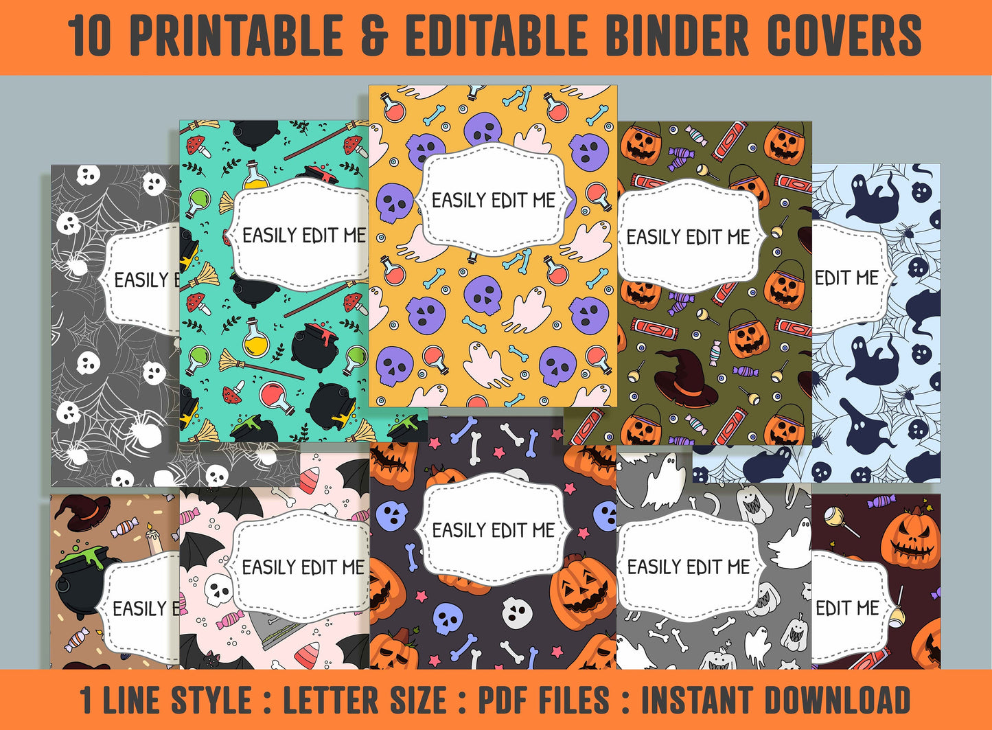 Halloween - The Holiday of The Dead Binder Cover, 10 Printable & Editable Binder Covers + Spines, Binder Inserts, Teacher/School Planner