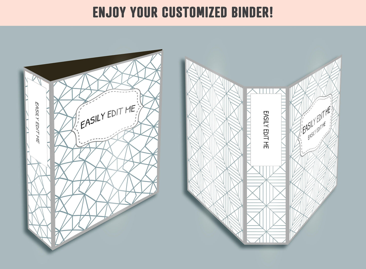 Geometric Patterns Binder Cover, 10 Printable & Editable Binder Covers + Spines, Binder Inserts, Teacher/School Planner Template