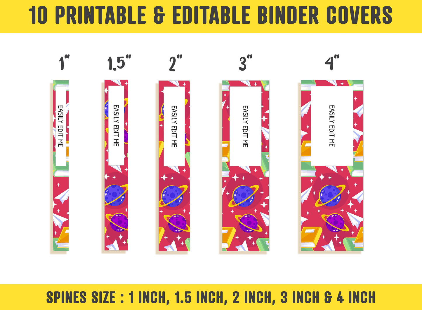 Back To School Binder Cover, 10 Printable & Editable Binder Covers + Spines, Binder Inserts, Teacher/School Planner Cover, Student Binder