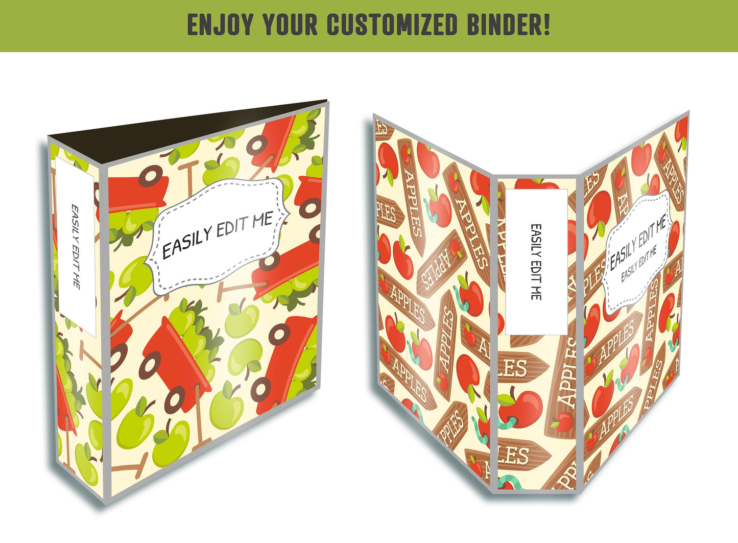 Love The Apples Binder Cover, 10 Printable & Editable Binder Covers + Spines, Binder Inserts, Teacher/School Planner Cover Template