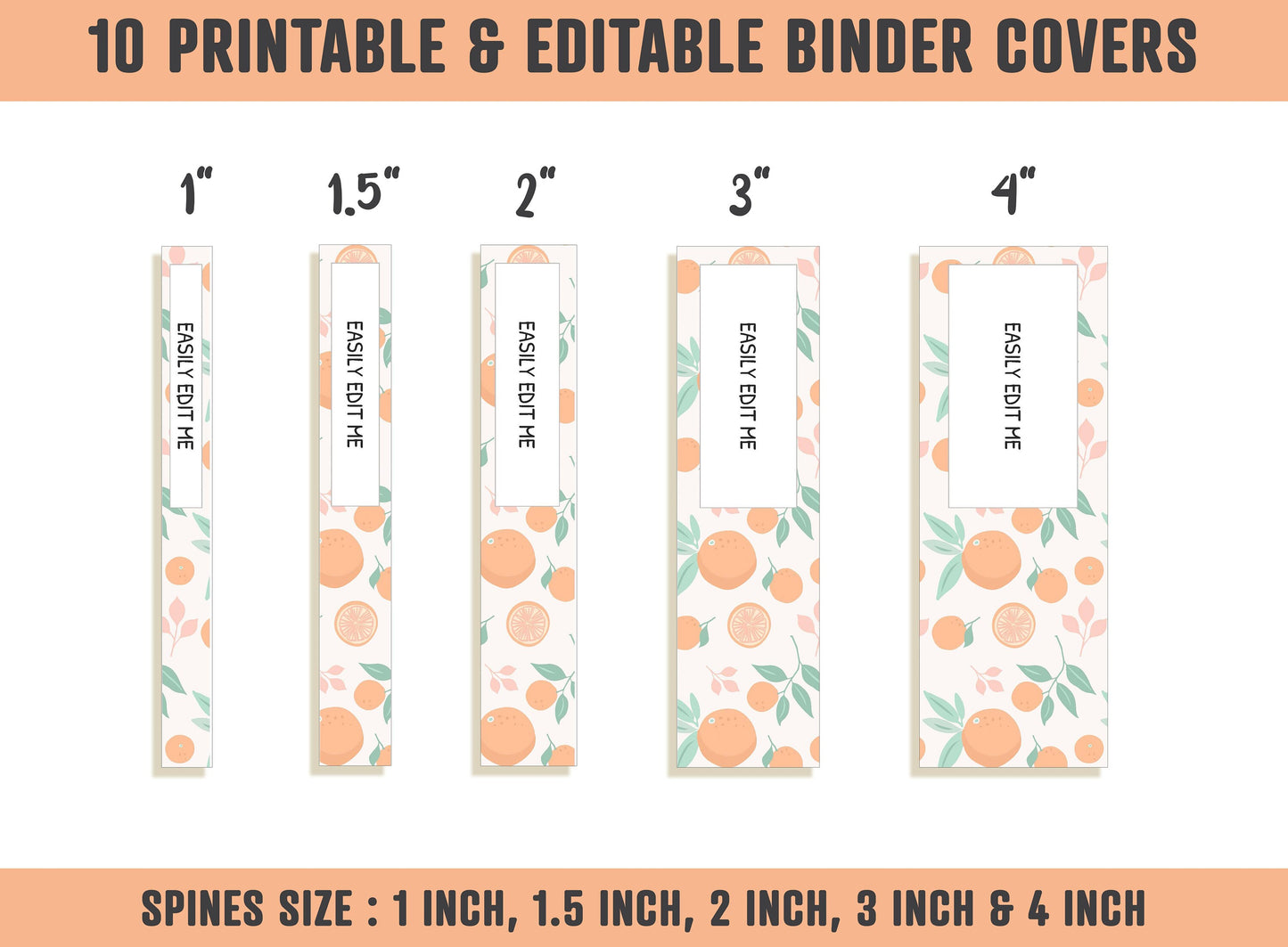 Tropical Fruits and Berries Binder Cover, 10 Printable & Editable Binder Covers+Spines, Binder Inserts,Teacher/School Planner Cover Template