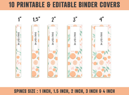 Tropical Fruits and Berries Binder Cover, 10 Printable & Editable Binder Covers+Spines, Binder Inserts,Teacher/School Planner Cover Template