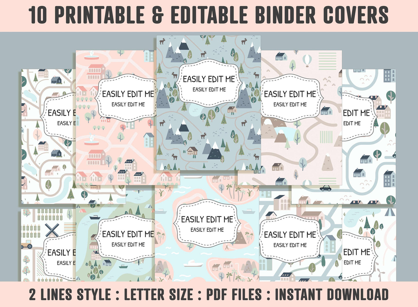 Adventure Binder Cover, 10 Printable & Editable Binder Covers + Spines, Binder Inserts, Teacher/School Planner Cover Template