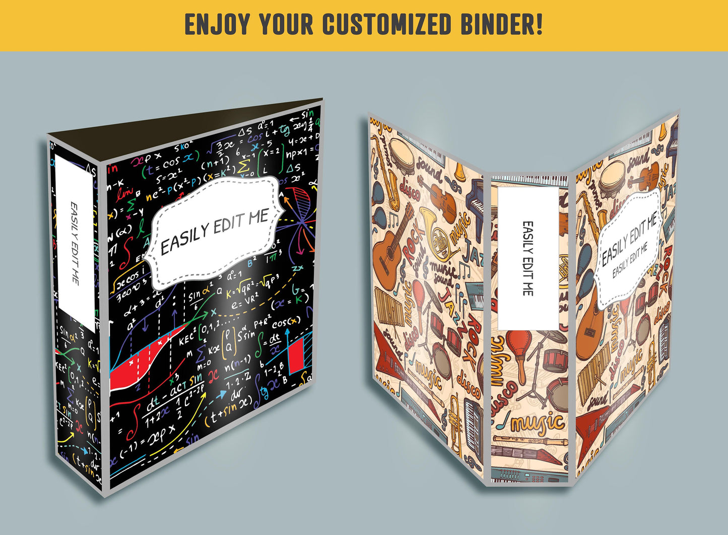Subject Binder Covers, 10 Printable & Editable Binder Covers+Spines, Teacher/School Planner Template/Label/Insert, Subject Cover for Folder