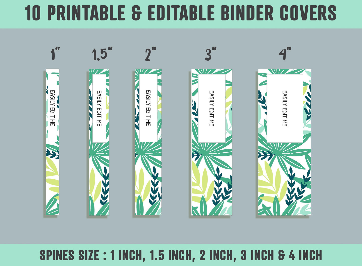 Leaves Binder Cover, 10 Printable & Editable Binder Covers + Spines, Amazing Leaf Binder Inserts, Teacher/School Planner Cover Template