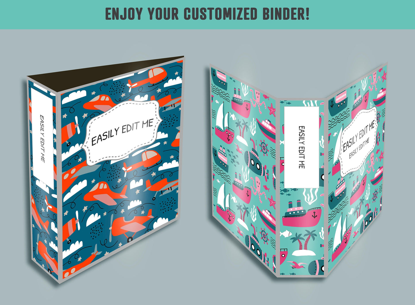 Vehicle Binder Template, 10 Printable & Editable Binder Covers+Spines, Binder Inserts, Teacher/School Planner Cover, Transport Binder Cover