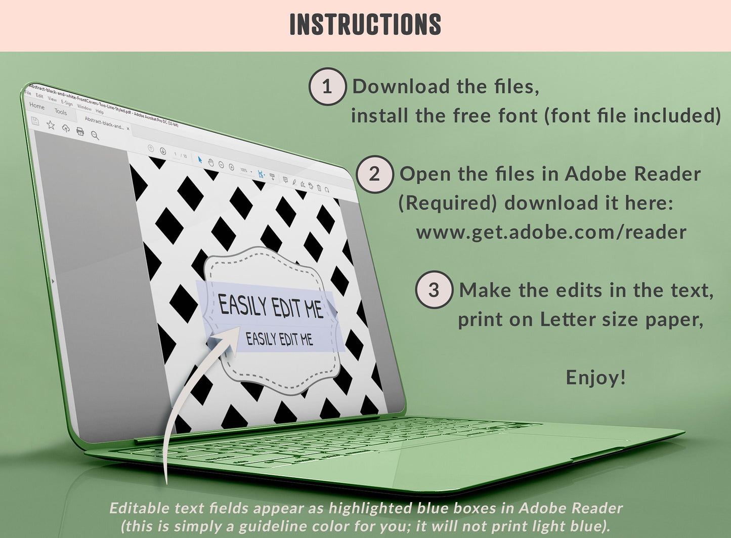 Abstract Black and White Binder Cover, 10 Printable & Editable Binder Covers + Spines, Binder Inserts, Teacher/School Planner Template