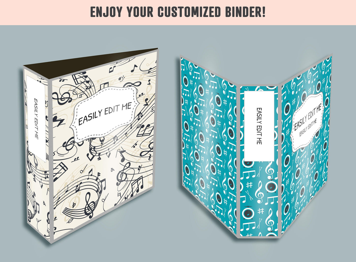Musical Notes Binder Cover, 10 Printable/Editable Covers+Spines, Teacher/School Binder Template, Music Planner Cover, Note Planner Insert