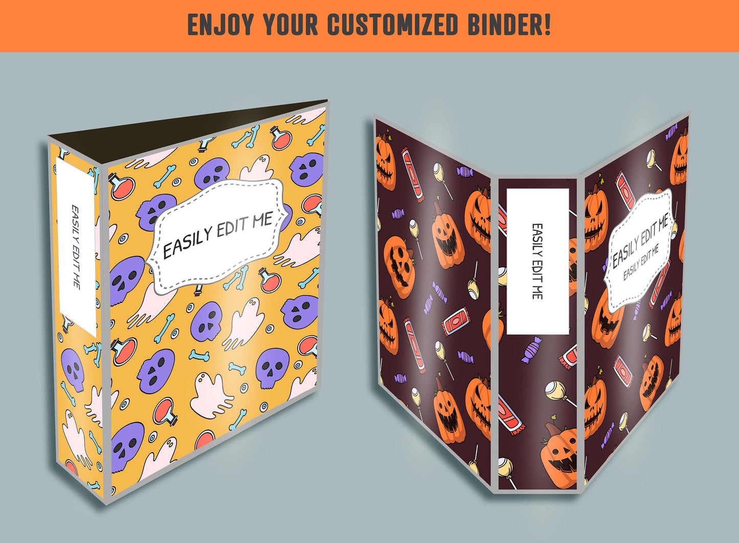 Halloween - The Holiday of The Dead Binder Cover, 10 Printable & Editable Binder Covers + Spines, Binder Inserts, Teacher/School Planner