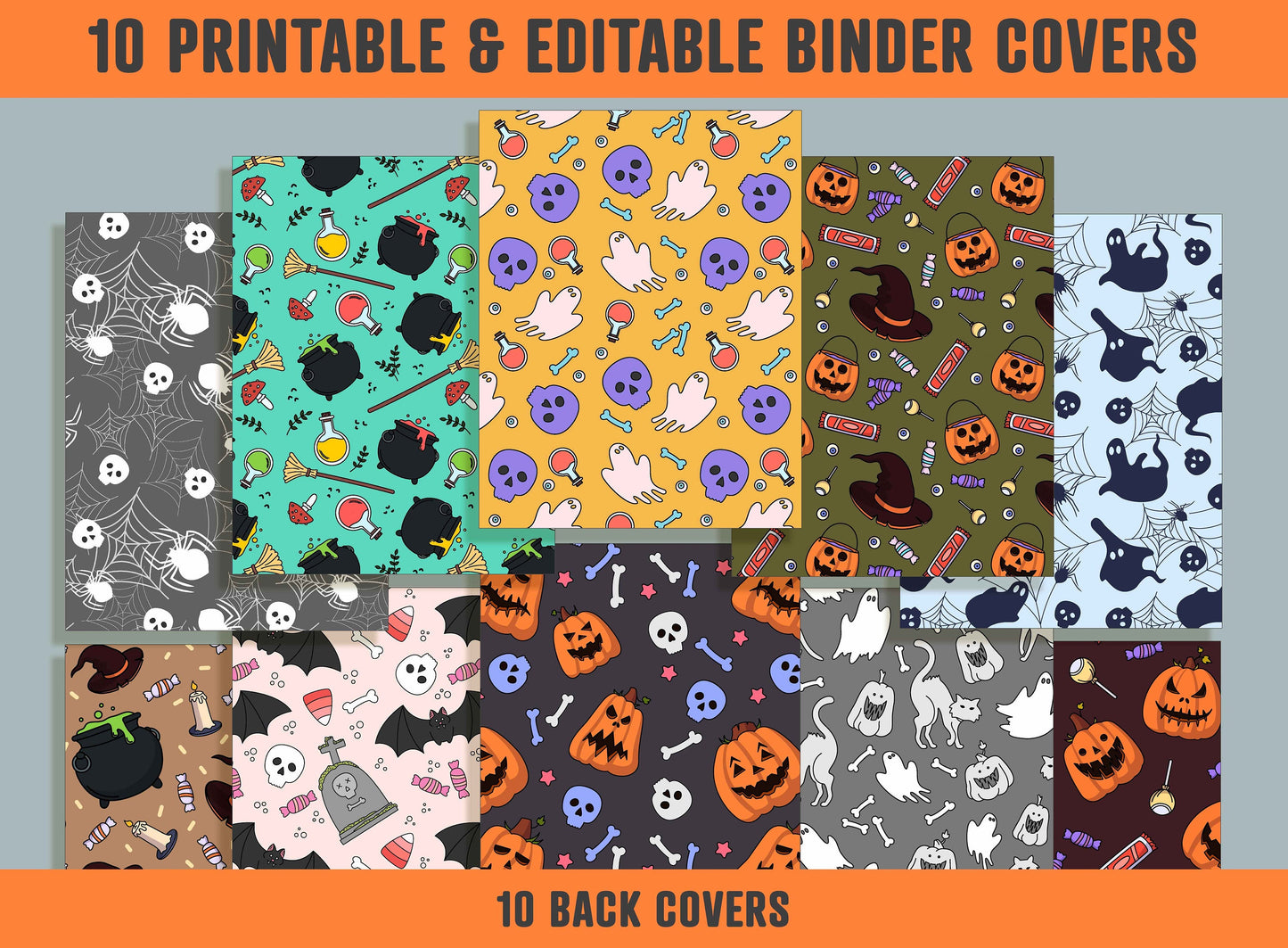 Halloween - The Holiday of The Dead Binder Cover, 10 Printable & Editable Binder Covers + Spines, Binder Inserts, Teacher/School Planner