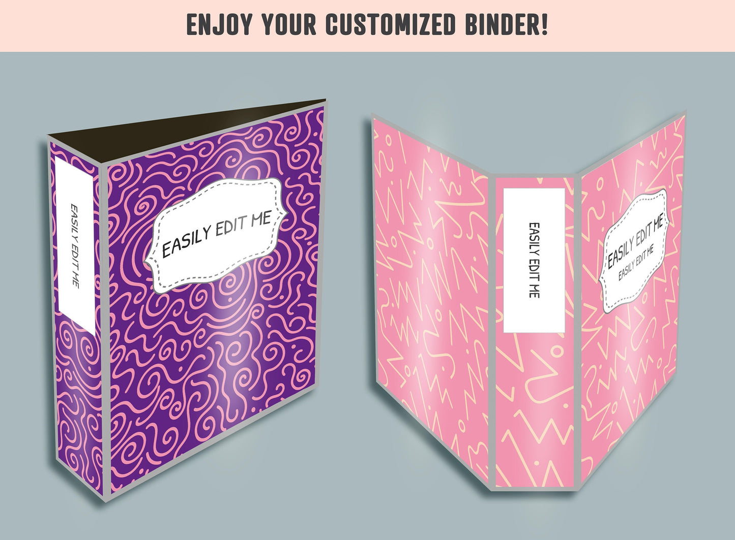 Swatches Memphis Lines Patterns Binder Cover, 10 Printable & Editable Covers + Spines, Binder Insert, Planner Labels, Teacher/School Binder