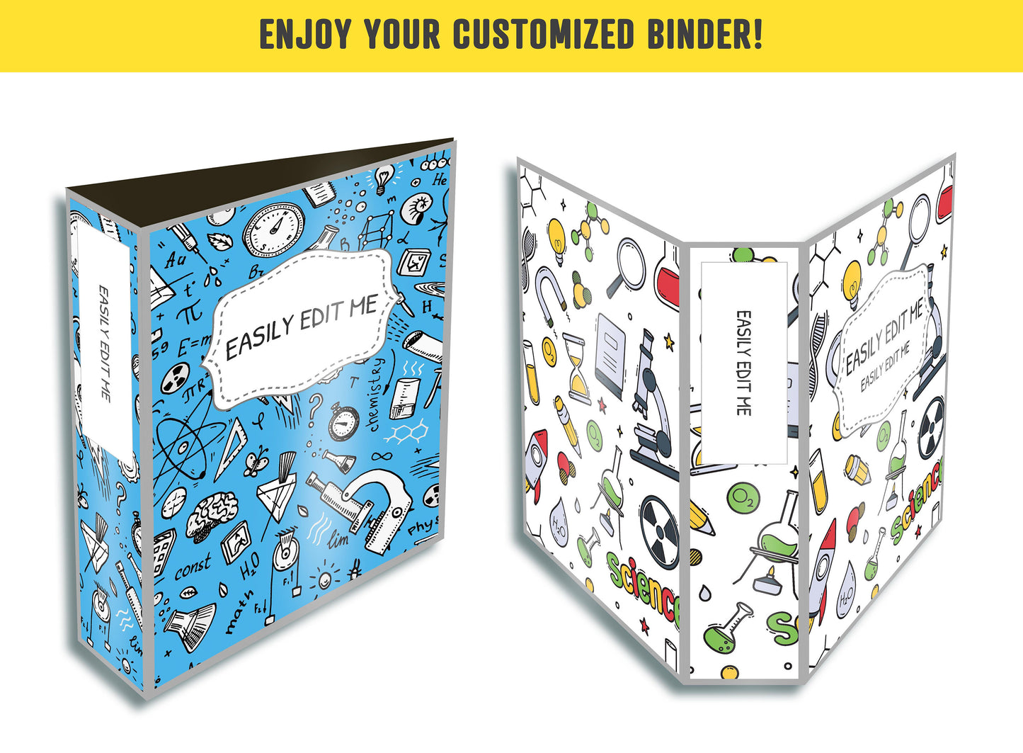 Printable Science Binder Cover, 10 Printable & Editable Binder Covers + Spines, Binder Inserts, Teacher/School Planner Cover Template