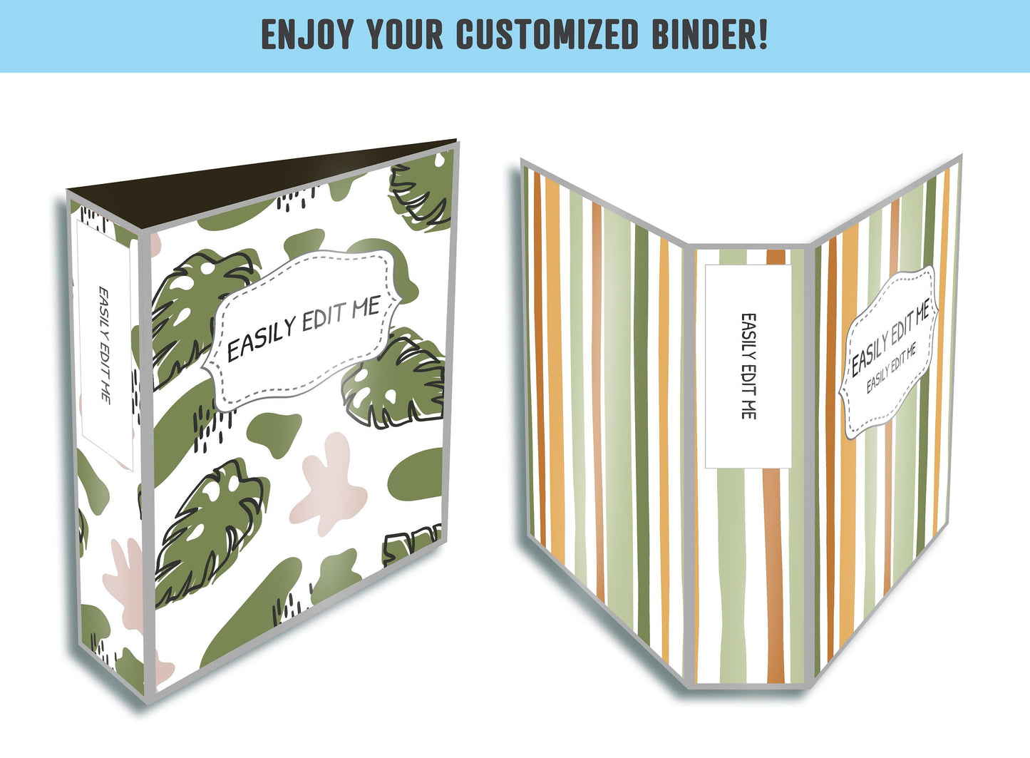 Mixed Abstract Shapes Binder Cover, 10 Printable & Editable Binder Covers+Spines, Teacher/School Binder Labels, Planner/Folder Inserts